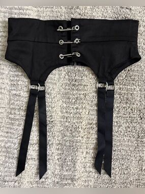 Lychee the Label Black Garter Belt with Metal Hook Hardware